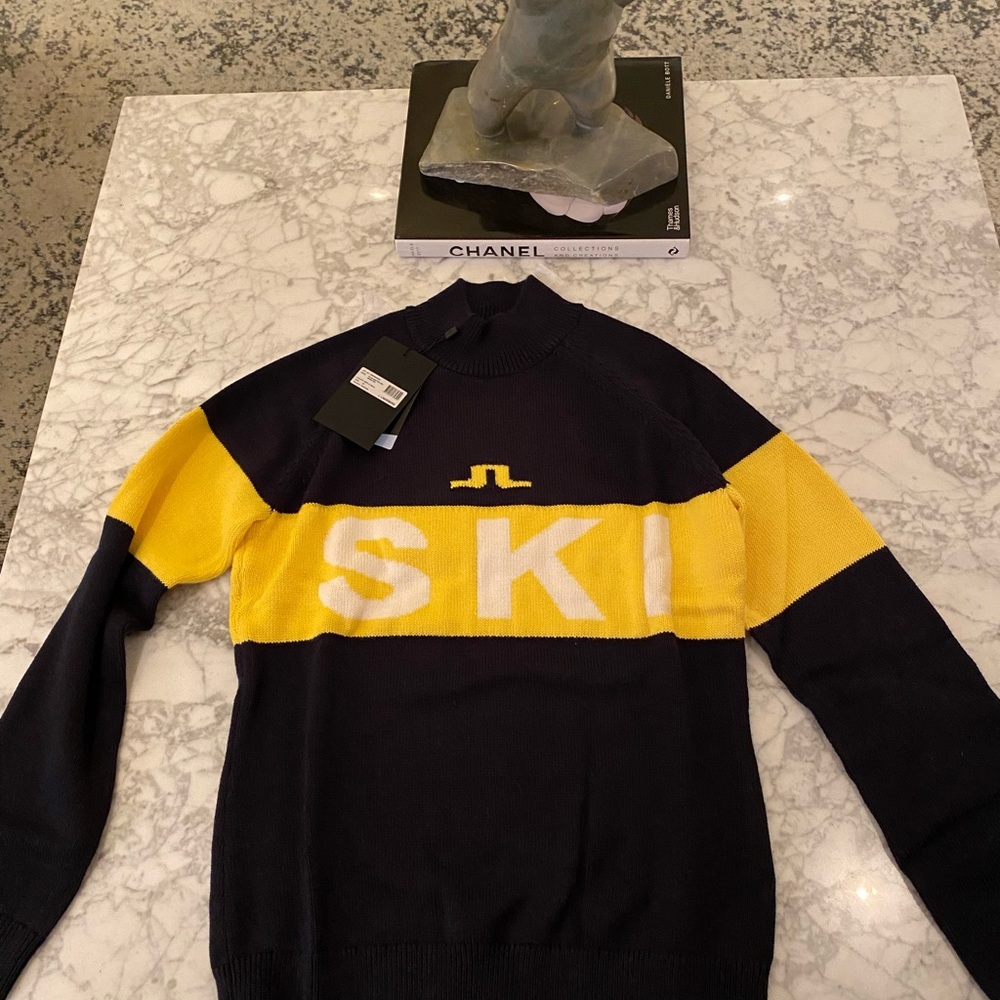 J. Lindeberg Black and Yellow Turtleneck Sweater